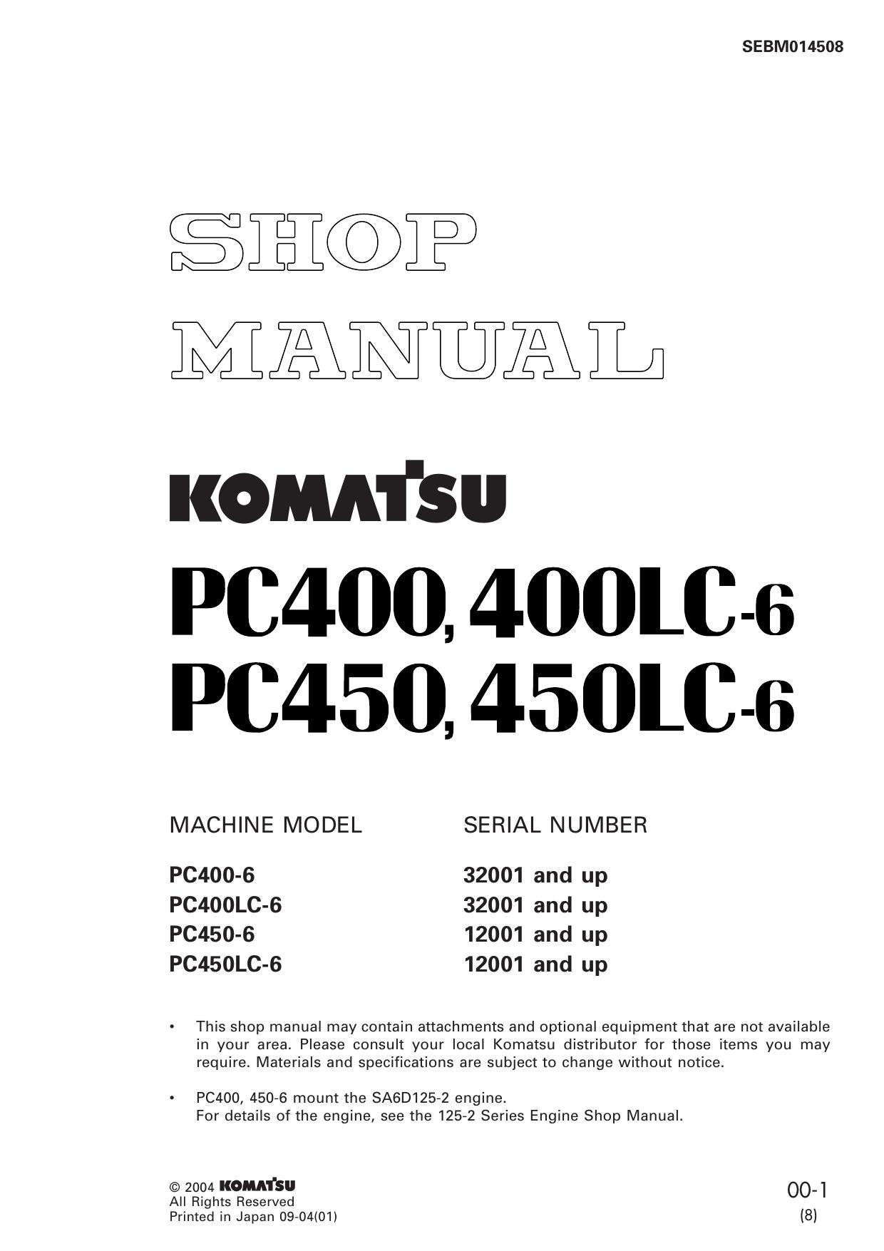 PC400-6 PC400LC-6 PC450-6 PC450LC-6 Shop Manual